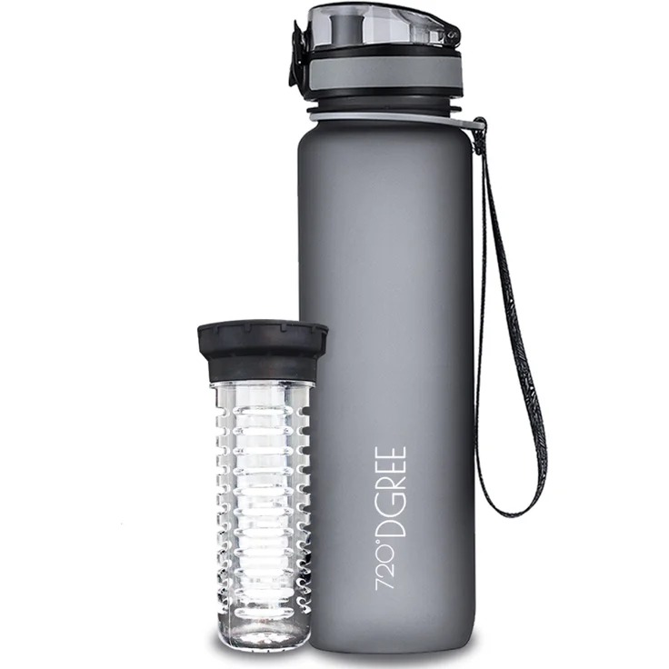 Trinkflasche Wasserflasche Fruchteinsatz 1L - BPA-Frei uberBottle 720 DGREE stone gray – Bild 1