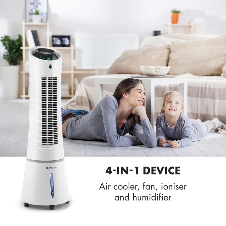 Klarstein Skyscraper Ice weiß 4-in-1 Ventilator Luftkühler Luftbefeuchter 6 l | 30 W | Fernbedienung – Bild 2