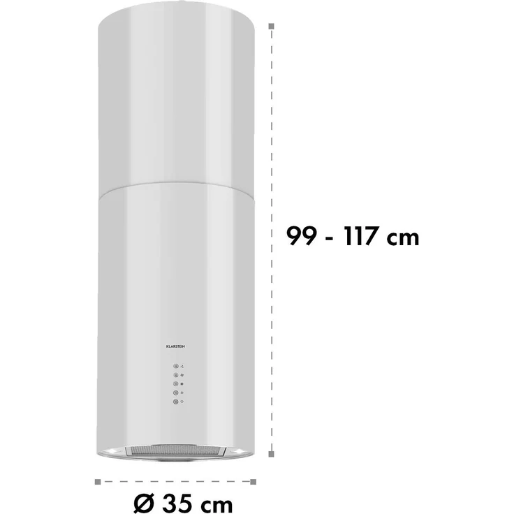 Klarstein Beretta, Motorhaube, Insel, Breite: 35 cm, Tiefe: 35 cm, Abzug & Umluft, weiß – Bild 10