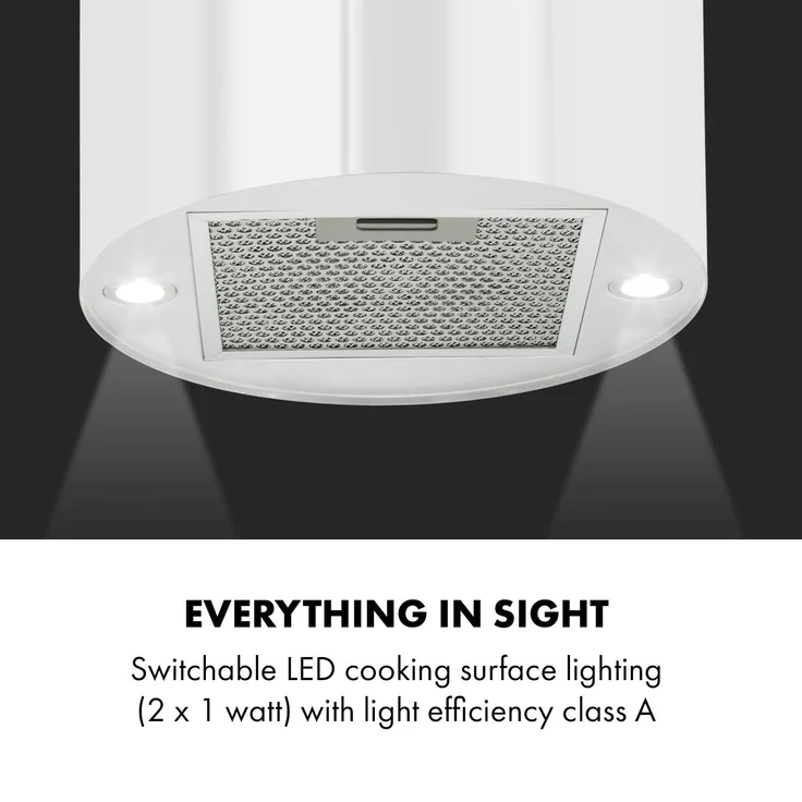 Klarstein Beretta, Motorhaube, Insel, Breite: 35 cm, Tiefe: 35 cm, Abzug & Umluft, weiß – Bild 7