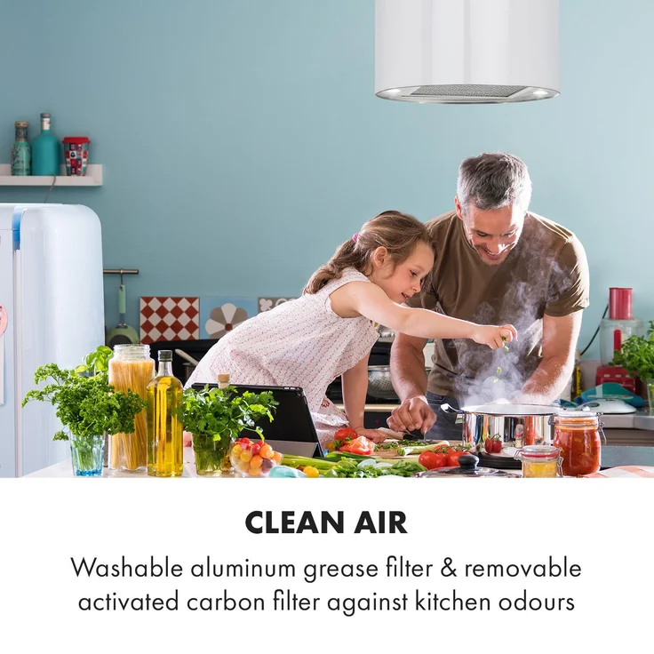 Klarstein Beretta, Motorhaube, Insel, Breite: 35 cm, Tiefe: 35 cm, Abzug & Umluft, weiß – Bild 5