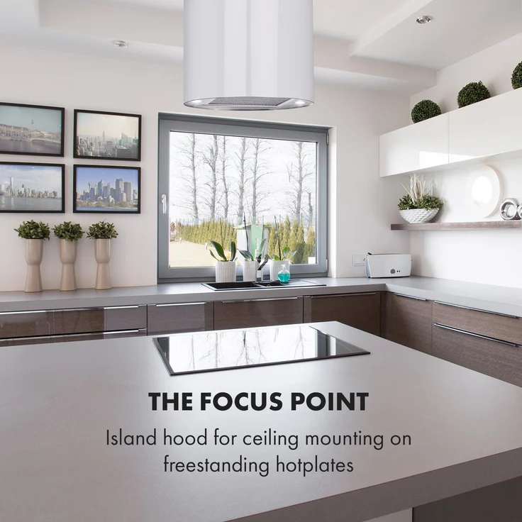 Klarstein Beretta, Motorhaube, Insel, Breite: 35 cm, Tiefe: 35 cm, Abzug & Umluft, weiß – Bild 3