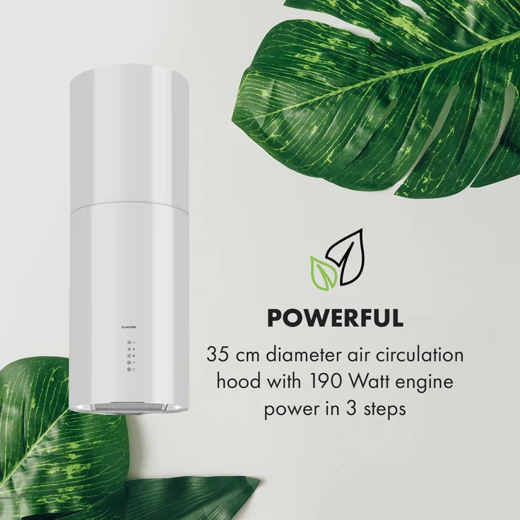 Klarstein Beretta, Motorhaube, Insel, Breite: 35 cm, Tiefe: 35 cm, Abzug & Umluft, weiß – Bild 8