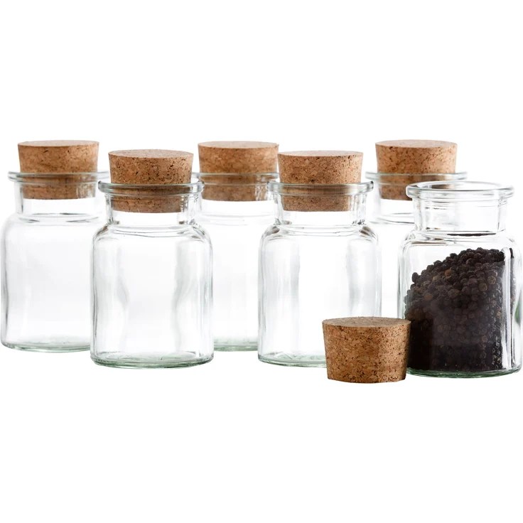 6er Set Gewürzgläser 150ml + Korken, Aufbewahrung von Tee, Kräutern & Gewürzen – Bild 3
