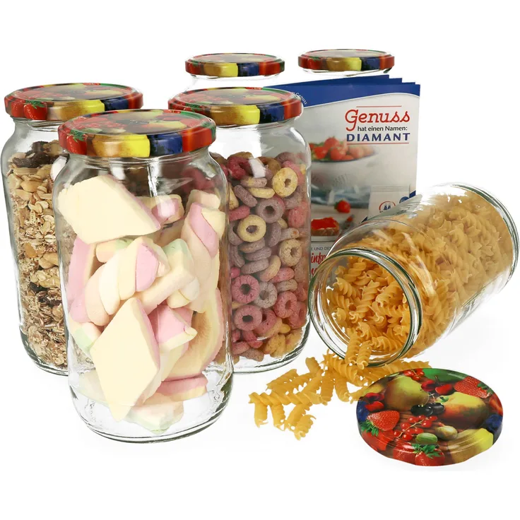 6er Set Einkochgläser 1062ml Rundglas Obst Deckel Einmachgläser Marmelade Einweckgläser Gläser