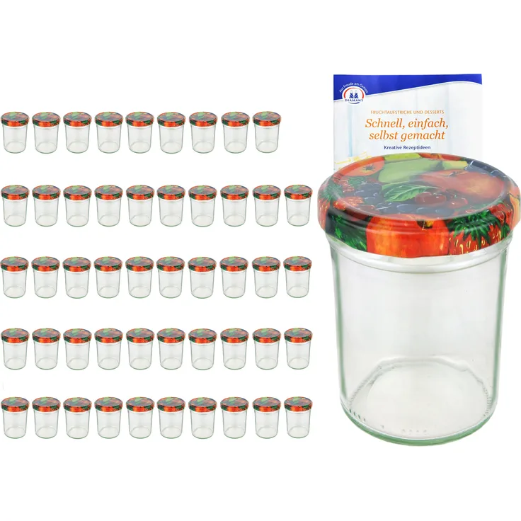 50er Set Sturzglas 230 ml HOCH To 66 Obst Dekor Deckel incl. Diamant Gelierzauber Rezeptheft