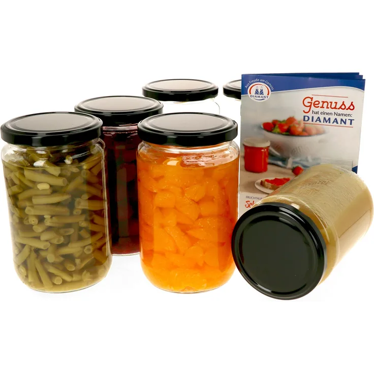 6er Set Einmachglas 720ml Deckel Schwarz Rund Einkochgläser Vorratsglas Glasbehälter Aufbewahrung