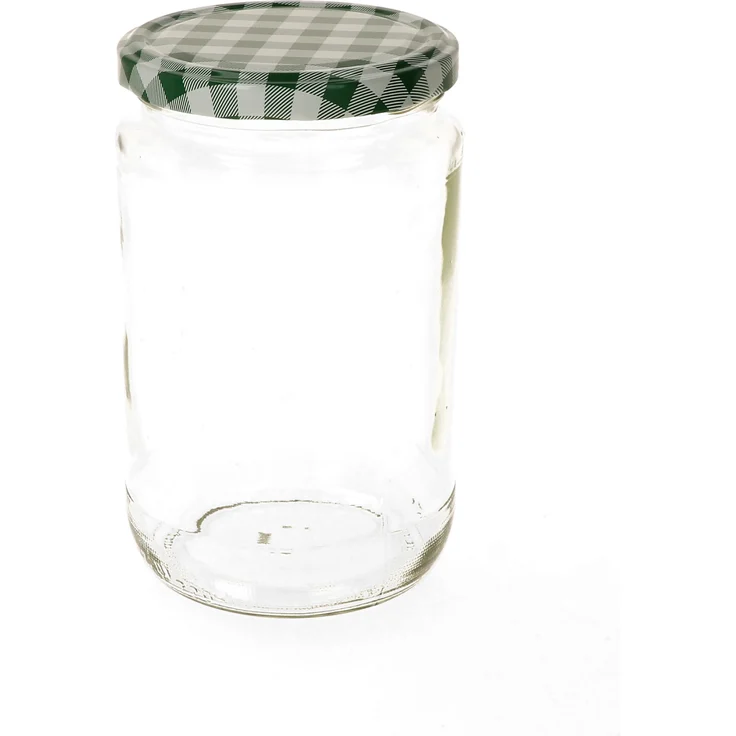 12er Set Einmachglas 720 ml Deckel Grün Weiß Kariert Einkochgläser Vorratsglas Aufbewahrung – Bild 2