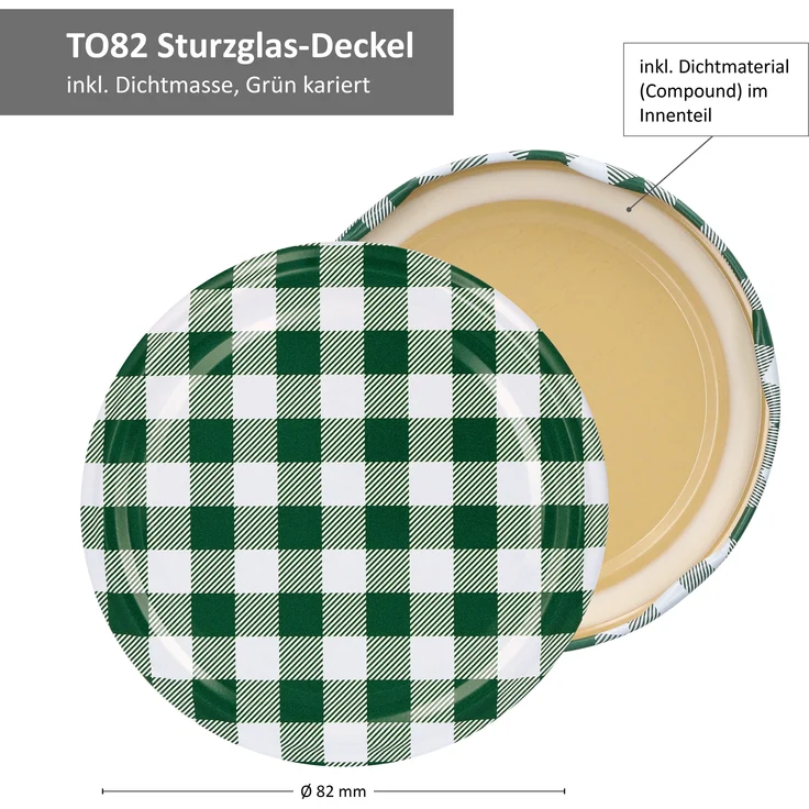 12er Set Einmachglas 720 ml Deckel Grün Weiß Kariert Einkochgläser Vorratsglas Aufbewahrung – Bild 4