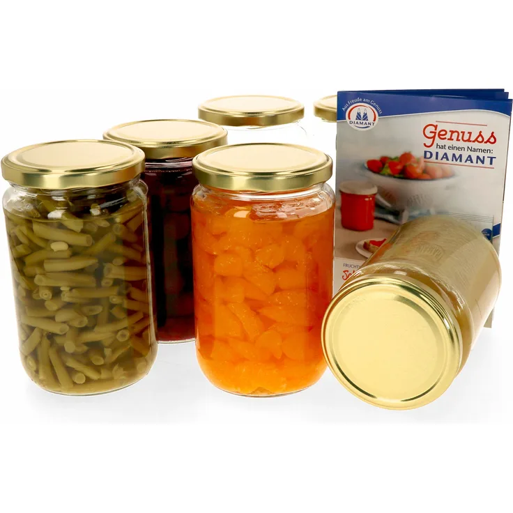 6er Set Einmachglas 720 ml Deckel Gold Rund- Einkochgläser Vorratsglas Glasbehälter Aufbewahrung