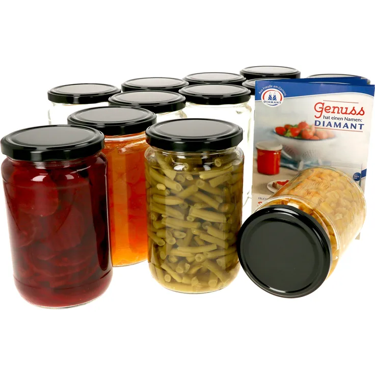 12er Set Einmachglas 720ml Deckel Schwarz Rund Einkochgläser Vorratsglas Glasbehälter Aufbewahrung