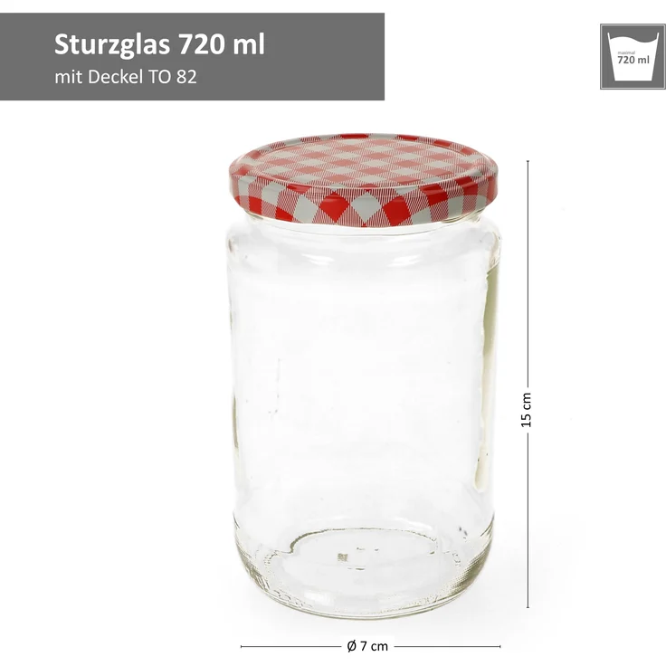 12er Set Einmachglas 720 ml Deckel Rot Weiß Kariert Einkochgläser Vorratsglas Glas Aufbewahrung – Bild 3