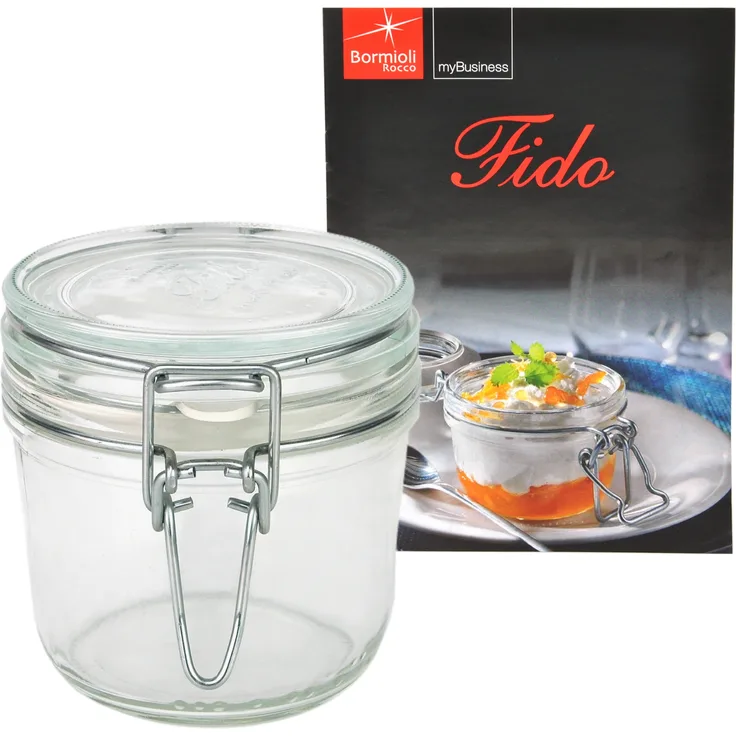 Einmachglas Bügelverschluss Original Fido 0,35L Vorratsgläser Gläser incl. Bormioli Rezeptheft