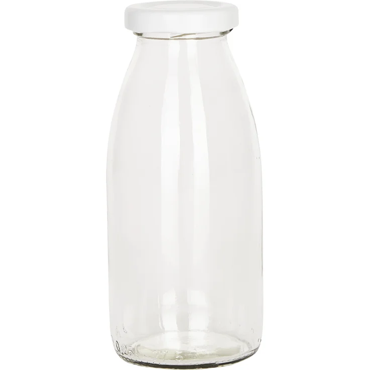 6er Set Saftflaschen 250ml Twist-Off Deckel TO43 weiß bauchige Glasflasche Karaffe Milch Trink – Bild 4