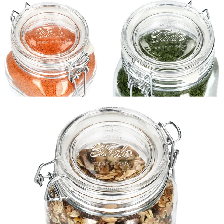 6-tlg. Set Drahtbügelglas Fido 0,5L + 0,75L + 1,0L Einmachglas mit Bügelverschluss Vorratsglas – Bild 4