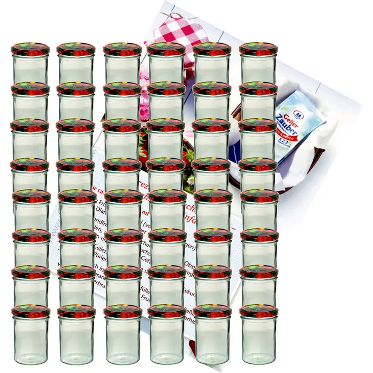 48er Set Sturzglas 435 ml Marmeladenglas Einmachglas Einweckglas To 82 Obst Deckel incl. Rezeptheft