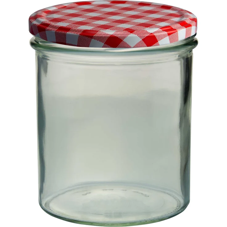 12er Set Sturzglas 350 ml Marmeladenglas Einmachglas Einweckglas To 82 rot karierter Deckel – Bild 2