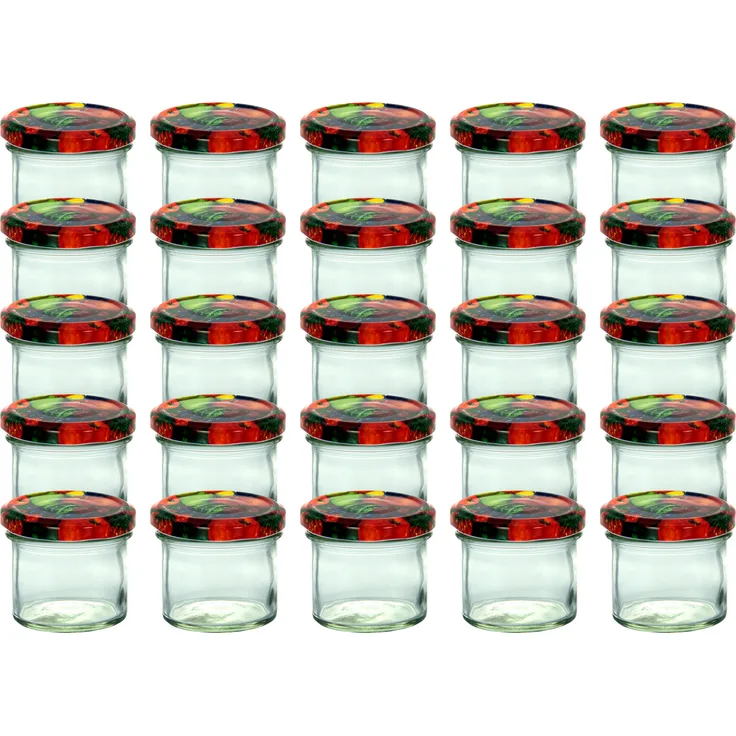 25er Set Sturzgläser 125ml Obst Dekor Deckel to 66 Marmeladengläser Einmachgläser Einweckgläser