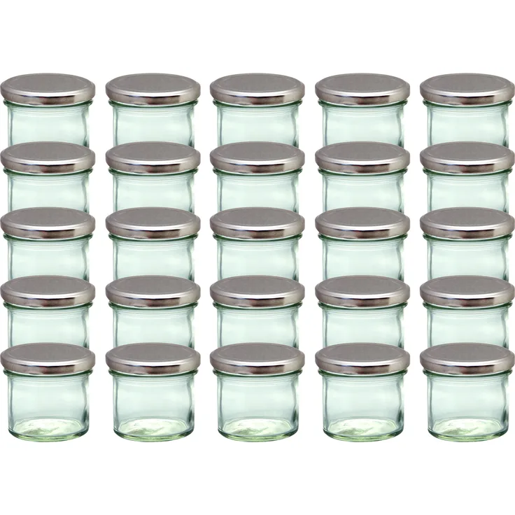 25er Set Sturzgläser 125 ml silberne Deckel To 66 Marmeladengläser Einmachgläser Einweckgläser