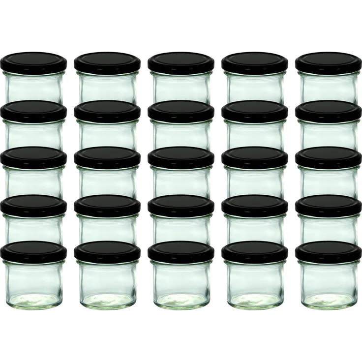 25er Set Sturzgläser 125 ml schwarze Deckel To 66 Marmeladengläser Einmachgläser Einweckgläser
