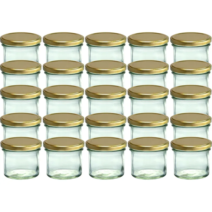 25er Set Sturzgläser 125 ml goldene Deckel To 66 Marmeladengläser Einmachgläser Einweckgläser