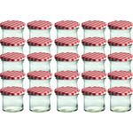 CapCro 25er Set Sturzglas 125 ml Marmeladenglas Einmachglas Einweckglas rot karierter Deckel