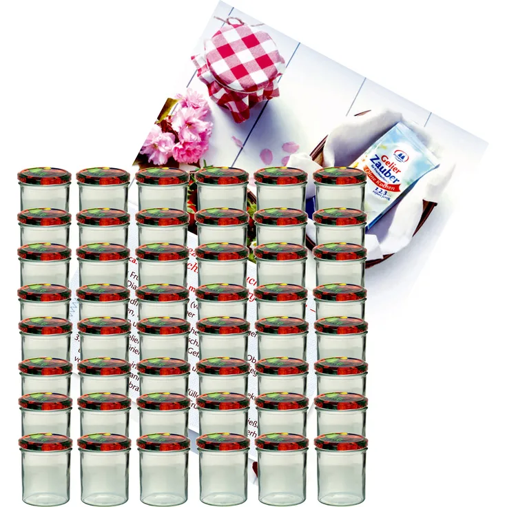 48er Set Sturzglas 350 ml Marmeladenglas Einmachglas Einweckglas To 82 Obst Deckel incl. Rezeptheft