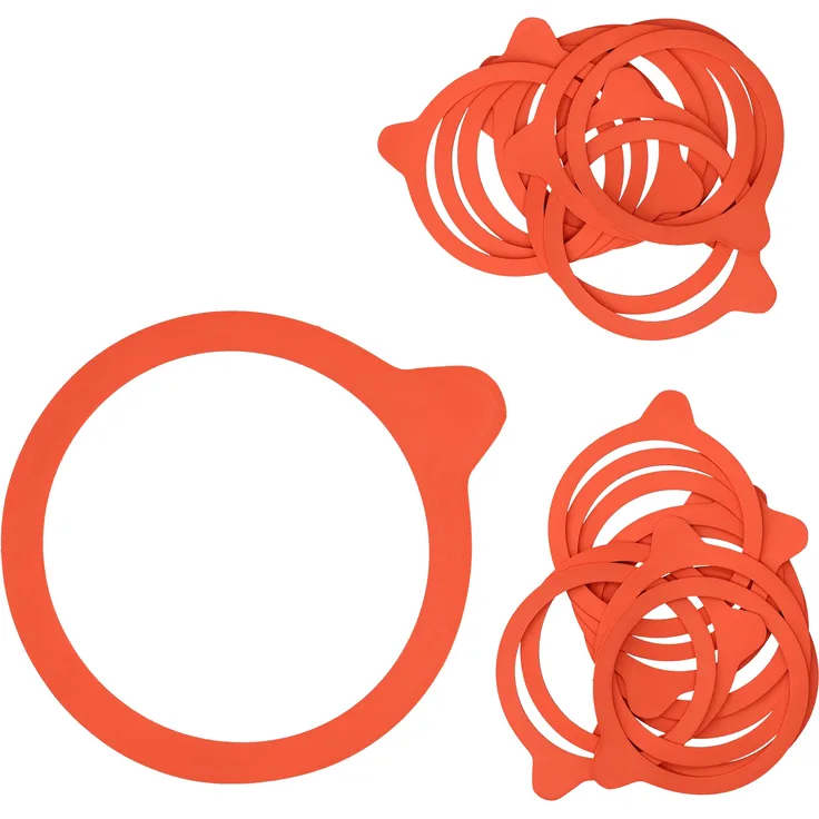 20er Set WECK-Einkochringe RR80 + Rezeptheft Dichtringe Natur-Kautschuk 74x86mm Rundrand rot-braun