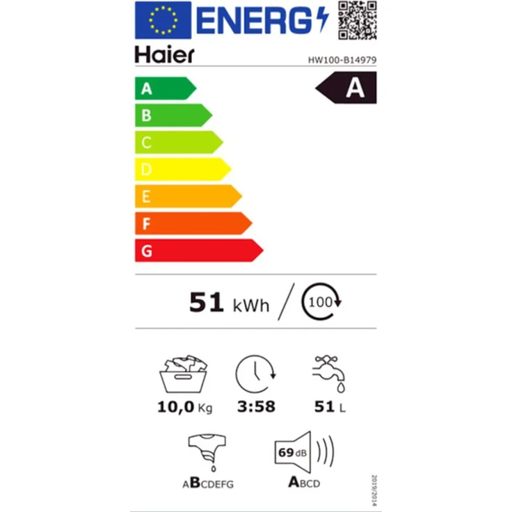 Haier HW100-B14979, Frontlader-Waschmaschine, A, Fassungsvermögen 10 kg, Standgerät, Breite 59,5 cm, Endezeitvorwahl, Dampffunktion – Bild 12