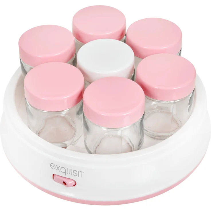Exquisit Maker YM 3101 WEP | Joghurt selber Machen | Joghurtbereiter | 7 Portionsgläser á 200 ml | Spülmaschinen geeignet | 15 Watt | weiß-pink – Bild 4