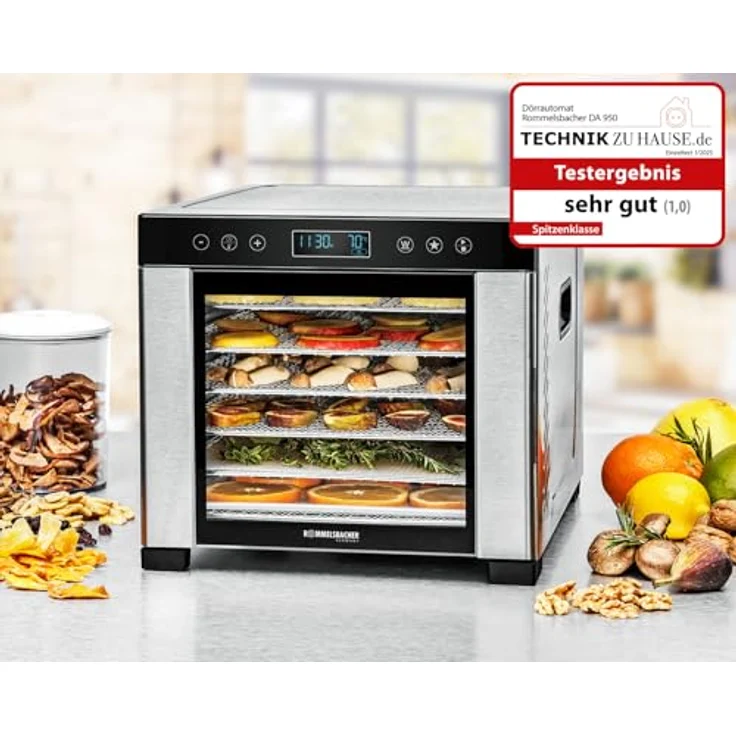 Rommelsbacher Dörrautomat DA 950, NEUE VERSION, 6 Edelstahl-Dörrtabletts, Warmhaltefunktion, 99 Std. Zeitschaltuhr, Temperatur einstellbar (35 °C – 75 °C) – Bild 2