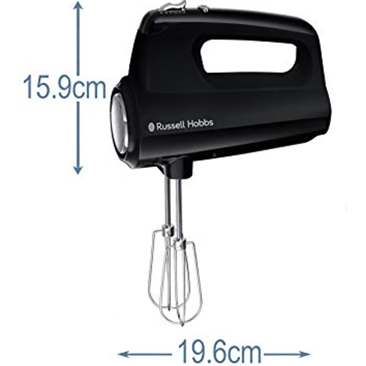Russell Hobbs Handmixer Matt Schwarz (5 Geschwindigkeitsstufen plus Turbofunktion, spülmaschinengeeignete 2 Rührbesen & 2 Knethaken, leichtes Verstauen) Handrührer 24672-56 – Bild 3