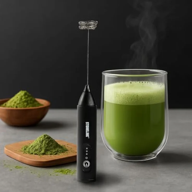 STONELINE Elektrischer Milchaufschäumer, USB C Aufladbar mit 3 Geschwindigkeitsstufen, Edelstahl Schneebesen Doppelfeder, Handmixer für Kaffee und Cocktails, Schwarz – Bild 4