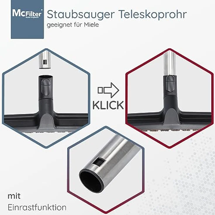 McFilter | Teleskoprohr geeignet für Miele S8340, S8360 Powerline, S8730 Staubsauger, Staubsaugerrohr mit Anschluss Ø 35mm, ca. 61-103cm – Bild 5