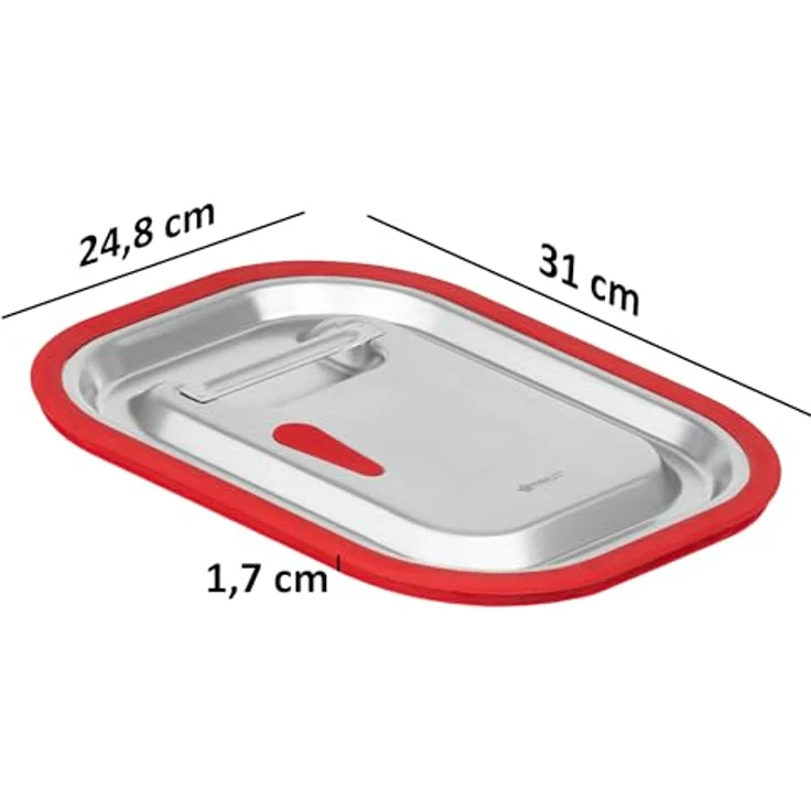 Mahlzeit GN Behälter Deckel mit Silikonrand für GN 1/2 | Edelstahl Gastronomiebehälterdeckel mit Vakuumablassventil und praktischem Griff, luftdichter Verschluss, ideal für Catering und Lebensmittelaufbewahrung – Bild 3