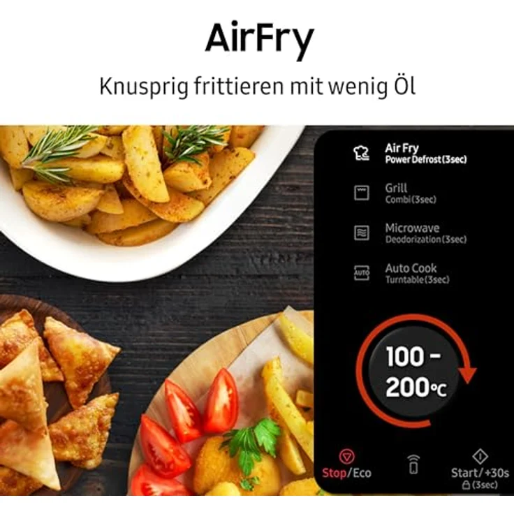 Samsung MC28A5137CK, 28 ℓ Kombi-Mikrowelle mit Grill & Heißluft, 900 W, LED-Display, inkl. Crisp-Platte und Pizzaform – Bild 4