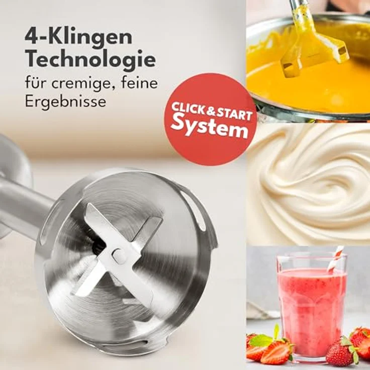 LEBENLANG 1500W Stabmixer Edelstahl, mit 800ml Messbecher, stufenlos verstellbar & Turbo-Funktion, Anti-Splash Design, spülmaschinenfest – Bild 3