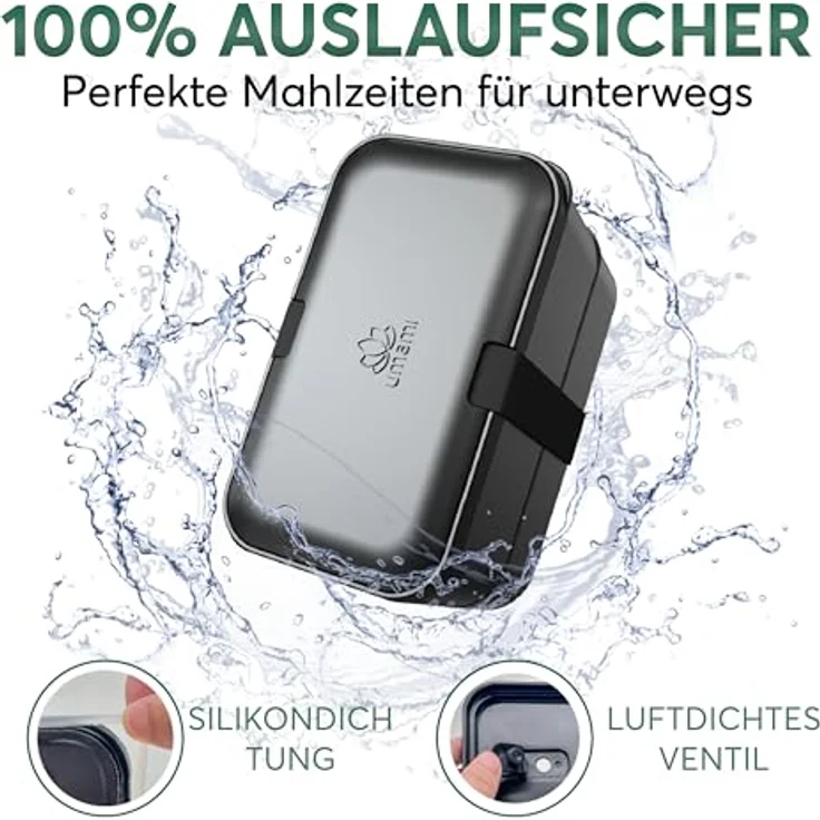 UMAMI Bento-Lunchbox für Erwachsene, auslaufsichere Brotdose mit Fächern für Meal Prep, inkl. Besteck und 2 Saucenbehältern, ideal für Salat und Snacks – Bild 5