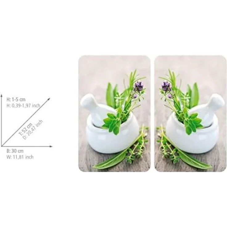 Wenko Herdabdeckplatte Universal Kräutergarten, 2er Set, für alle Herdarten, Gehärtetes Glas, 30 x 52 cm, mehrfarbig – Bild 5