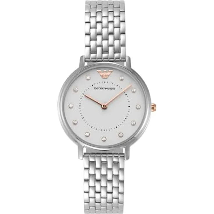 Emporio Armani Damenuhr AR80023, 32mm Gehäuse, 2-Zeiger-Werk Edelstahl silberfarben