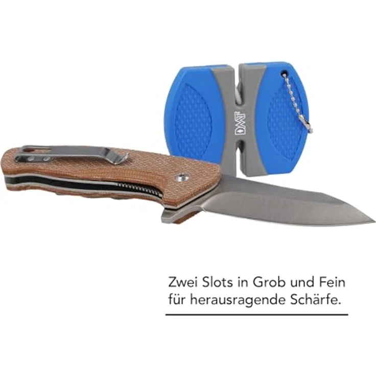 DMT InstaSharp Messerschärfer, Outdoor 2-Stufen-Messerschleifer mit Wolfram- und Keramikschleifstein für groben und feinen Schliff, V-Schärfer, kompakt für die Hosentasche, Blau – Bild 3