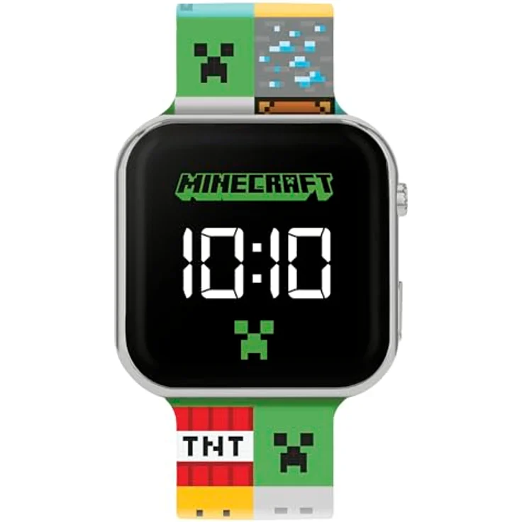 Minecraft Kinder-Armbanduhr MIN4272, digitale LED-Anzeige, bedrucktes Silikonarmband, mehrfarbig – Bild 1