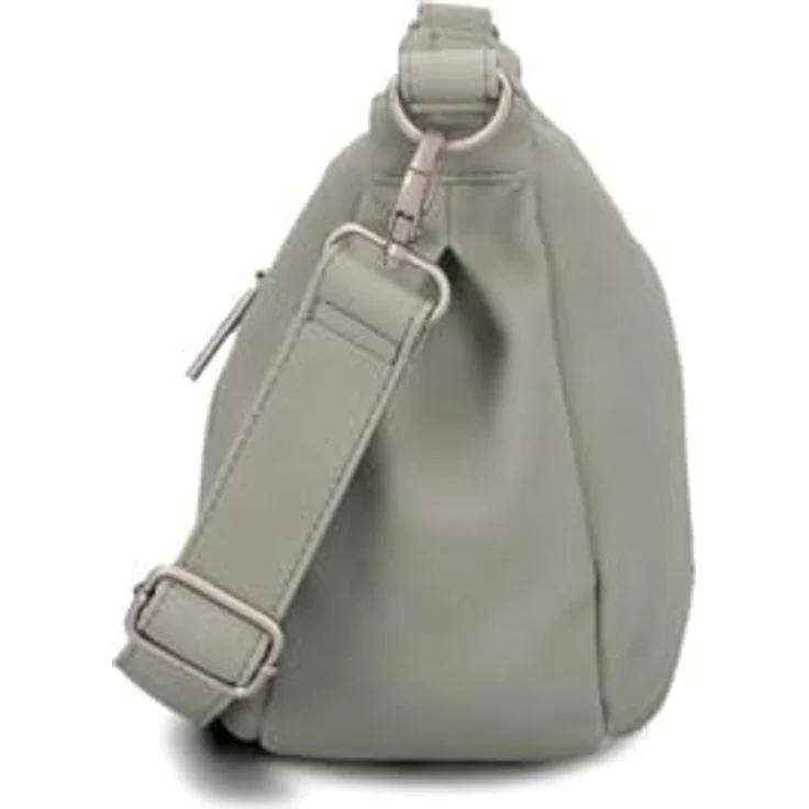 Zwei Mademoiselle.M Umhängetasche 34 cm, robuste Polyurethan-Handtasche mit Handyfach und verstellbarem Umhängeriemen, grau – Bild 6