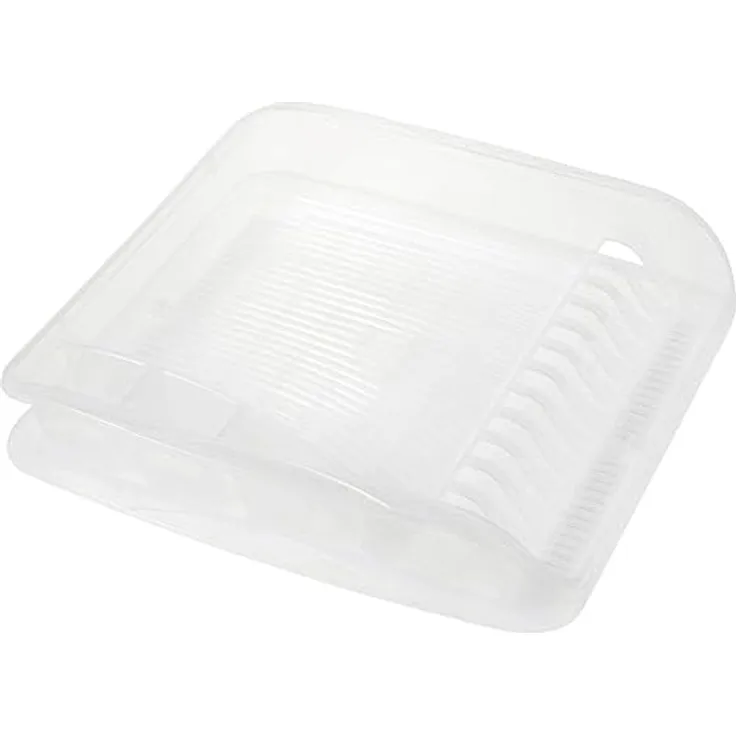 keeeper Geschirrabtropfkorb mit Tablett, BPA-freier Kunststoff, 39,5 x 39,5 x 8 cm, Pierre, Transparent