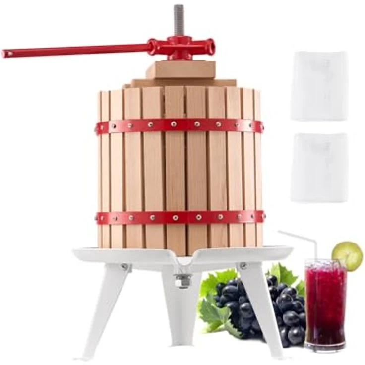 VEVOR Obstweinpresse Obstmühle (12 L), manuelle Saftpresse aus Buchenholz mit 8 Pressblöcken und stabiler Grundstruktur für Apfel-, Trauben- und Olivenölpressung – Bild 1