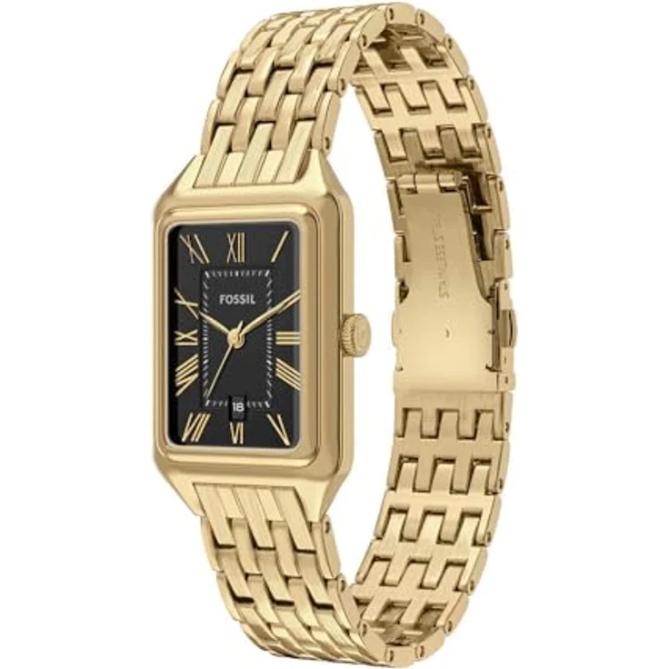 FOSSIL Damen Analog Quarz Uhr ES5434, goldfarbenes Edelstahlgehäuse, schwarzes Zifferblatt, 50m wasserdicht – Bild 4