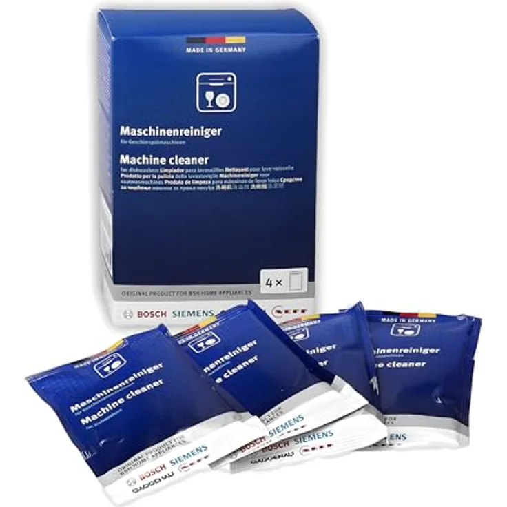 Bosch Display für Geschirrspüler, 4 Sachets x 45G Reinigungspulver für optimale Gerätepflege