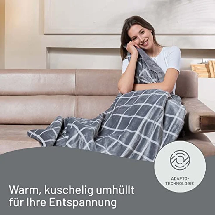 Imetec Adapto Velvet Square Heizdecke, 150x95 cm Wärmedecke, weiches Gewebe, geringer Verbrauch, Adapto-Technologie, sicher, schnelles Aufheizen, 6 Temperaturen, waschbar – Bild 2