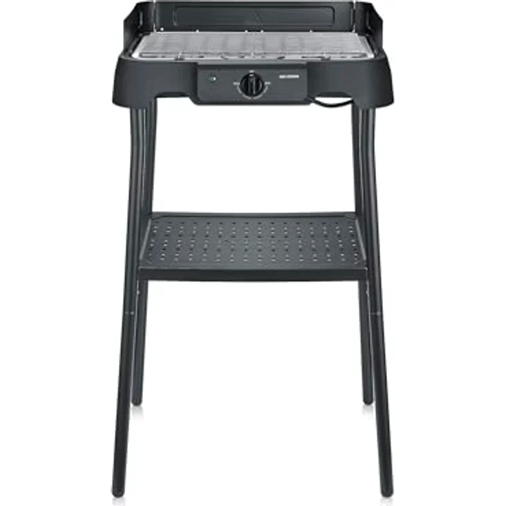 Severin PG 8596 Tischgrill mit Standfuß, Elektrogrill für Innen- & Außennutzung, 2000W, Temperaturen 40-220°C, 39x23cm, schwarze Grillplatte, einfache Reinigung – Bild 4