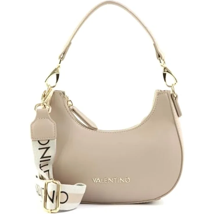 Valentino Zero Re Schultertasche, elegante Umhängetasche 22 cm, beige mit abnehmbarem, längenverstellbarem Riemen
